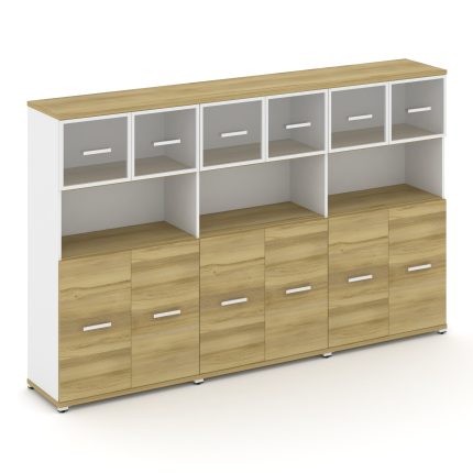 Concept Шкаф 3 широкие секции, 4 ниши CN.STS-435 RPW W Дуб Винченцо/Белый Бриллиант/Металл Белый/Про