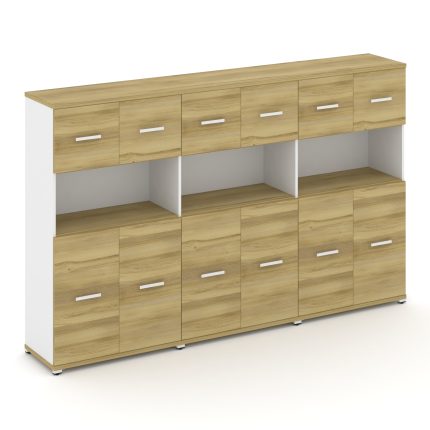 Concept Шкаф 3 широкие секции, 4 ниши CN.STS-435 W Дуб Винченцо/Белый Бриллиант/Металл Белый 2500*42