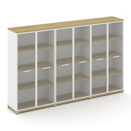 Concept Шкаф 3 широкие секции, 4 ниши CN.STS-436 RPW W Дуб Винченцо/Белый Бриллиант/Металл Белый/Про