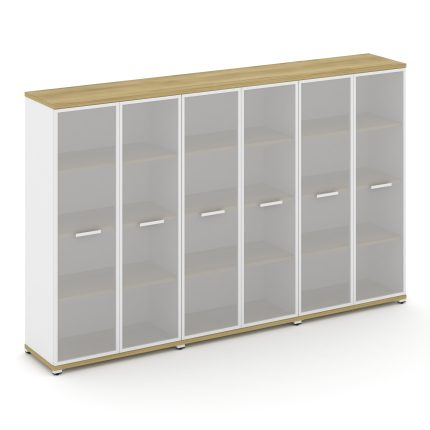 Concept Шкаф 3 широкие секции, 4 ниши CN.STS-436 RMW W Дуб Винченцо/Белый Бриллиант/Металл Белый/Сат