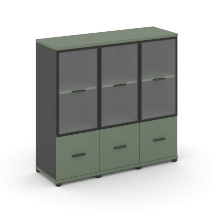 Concept Шкаф 3 узкие секции, 3 ниши CN.STU-332 RPB A Кобо/Антрацит/Металл Антрацит/Прозрачный 1252*4