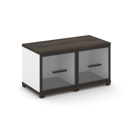 Concept Шкаф 2 узкие секции, 1 ниша CN.STU-123 RPB B Дуб Мали/Белый Бриллиант/Металл Черный/Прозрачн