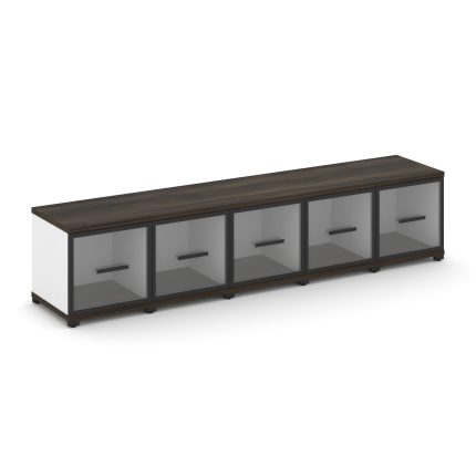 Concept Шкаф 5 узких секций, 1 ниша CN.STU-153 RPB B Дуб Мали/Белый Бриллиант/Металл Черный/Прозрачн