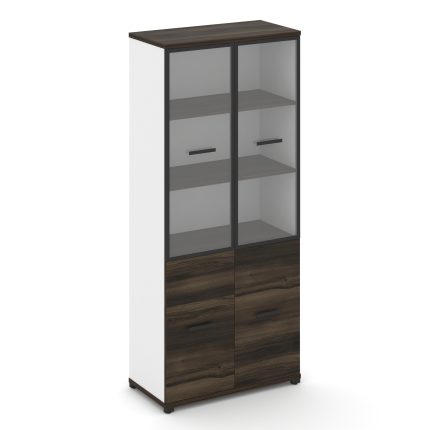 Concept Шкаф 1 широкая секция, 5 ниш CN.STS-512 RPB B Дуб Мали/Белый Бриллиант/Металл Черный/Прозрач