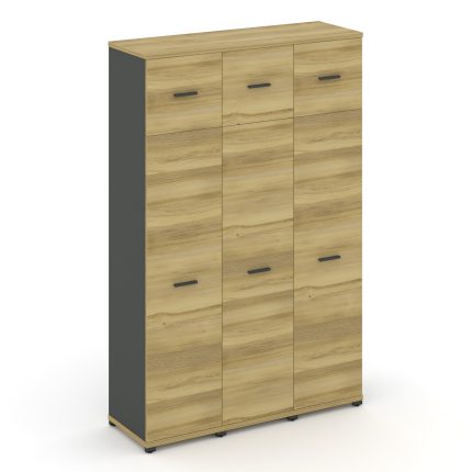 Concept Шкаф 3 узкие секции, 5 ниш CN.STU-537 A Дуб Винченцо/Антрацит/Металл Антрацит 1252*420*1922