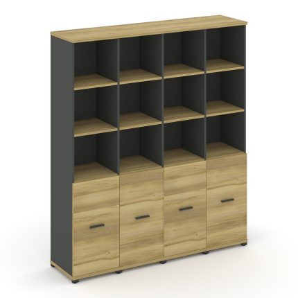 Concept Шкаф 4 узкие секции, 5 ниш CN.STU-541 A Дуб Винченцо/Антрацит/Металл Антрацит 1668*420*1922