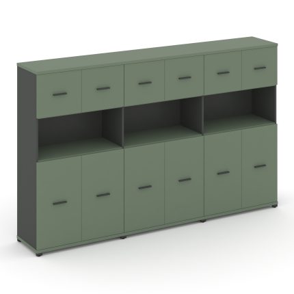 Concept Шкаф 3 широкие секции, 4 ниши CN.STS-435 A Кобо/Антрацит/Металл Антрацит 2500*420*1554