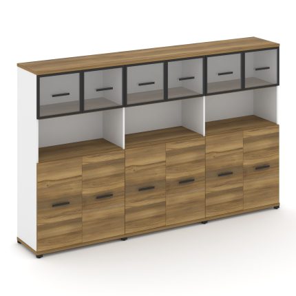 Concept Шкаф 3 широкие секции, 4 ниши CN.STS-435 RPB B Сандал Янтарный/Белый Бриллиант/Металл Черный