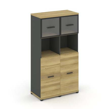 Concept Шкаф 2 узкие секции, 4 ниши CN.STU-425 RPB A Дуб Винченцо/Антрацит/Металл Антрацит/Прозрачны