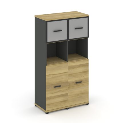 Concept Шкаф 2 узкие секции, 4 ниши CN.STU-425 RMB A Дуб Винченцо/Антрацит/Металл Антрацит/Сатин 836