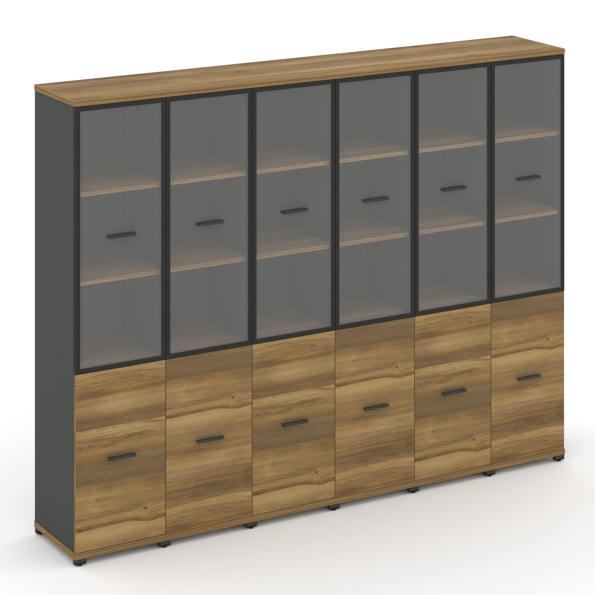 Concept Шкаф 6 узких секций, 5 ниш CN.STU-562 RPB A Сандал Янтарный/Антрацит/Металл Антрацит/Прозрач