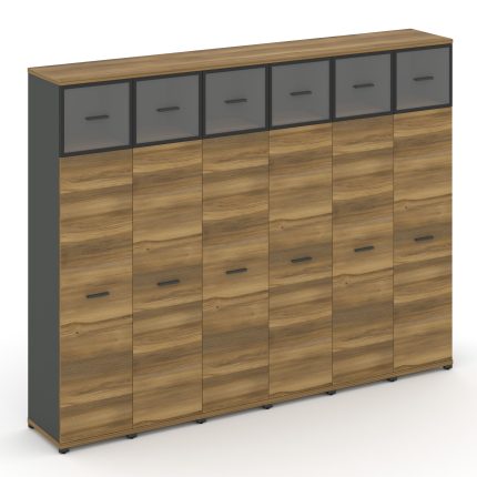 Concept Шкаф 6 узких секций, 5 ниш CN.STU-567 RPB A Сандал Янтарный/Антрацит/Металл Антрацит/Прозрач