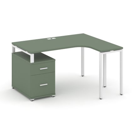 Concept Стол эргономичный с опорной тумбой CN.SA-302(R) W Кобо/Металл Белый 1380/1746*1180*750