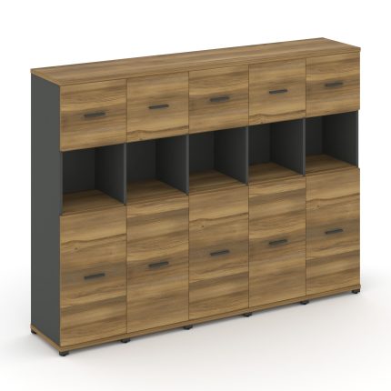 Concept Шкаф 5 узких секций, 4 ниши CN.STU-455 A Сандал Янтарный/Антрацит/Металл Антрацит 2084*420*1