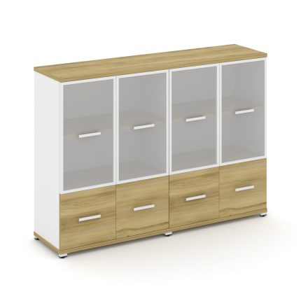 Concept Шкаф 2 широкие секции, 3 ниши CN.STS-322 RMW W Дуб Винченцо/Белый Бриллиант/Металл Белый/Сат