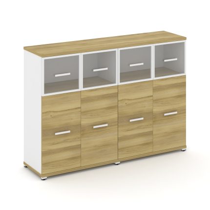 Concept Шкаф 2 широкие секции, 3 ниши CN.STS-324 RPW W Дуб Винченцо/Белый Бриллиант/Металл Белый/Про