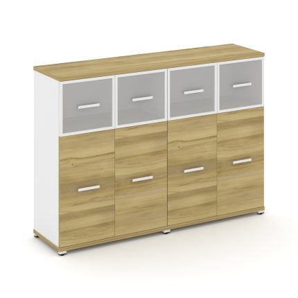 Concept Шкаф 2 широкие секции, 3 ниши CN.STS-324 RMW W Дуб Винченцо/Белый Бриллиант/Металл Белый/Сат