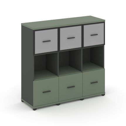 Concept Шкаф 3 узкие секции, 3 ниши CN.STU-335 RMB A Кобо/Антрацит/Металл Антрацит/Сатин 1252*420*11