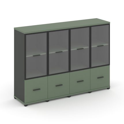 Concept Шкаф 4 узкие секции, 3 ниши CN.STU-342 RPB A Кобо/Антрацит/Металл Антрацит/Прозрачный 1668*4