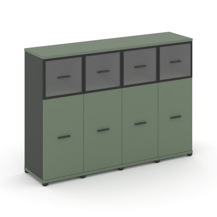 Concept Шкаф 4 узкие секции, 3 ниши CN.STU-344 RPB A Кобо/Антрацит/Металл Антрацит/Прозрачный 1668*4