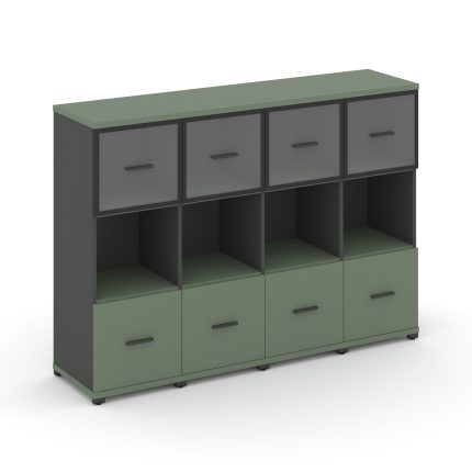 Concept Шкаф 4 узкие секции, 3 ниши CN.STU-345 RPB A Кобо/Антрацит/Металл Антрацит/Прозрачный 1668*4