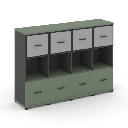 Concept Шкаф 4 узкие секции, 3 ниши CN.STU-345 RMB A Кобо/Антрацит/Металл Антрацит/Сатин 1668*420*11