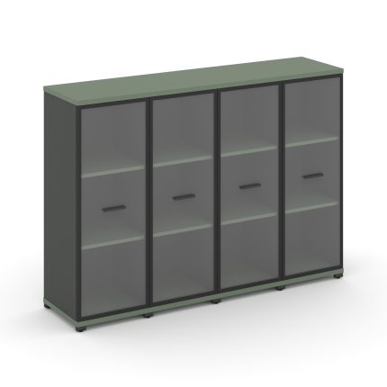 Concept Шкаф 4 узкие секции, 3 ниши CN.STU-346 RPB A Кобо/Антрацит/Металл Антрацит/Прозрачный 1668*4