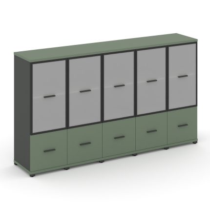 Concept Шкаф 5 узких секций, 3 ниши CN.STU-352 RMB A Кобо/Антрацит/Металл Антрацит/Сатин 2084*420*11