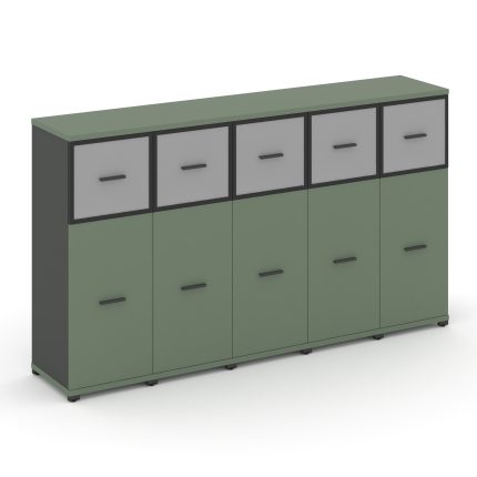 Concept Шкаф 5 узких секций, 3 ниши CN.STU-354 RMB A Кобо/Антрацит/Металл Антрацит/Сатин 2084*420*11