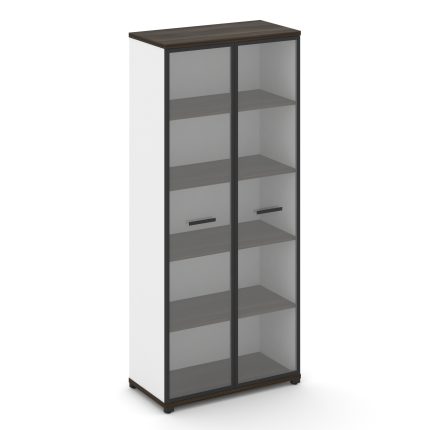 Concept Шкаф 1 широкая секция, 5 ниш CN.STS-518 RPB B Дуб Мали/Белый Бриллиант/Металл Черный/Прозрач