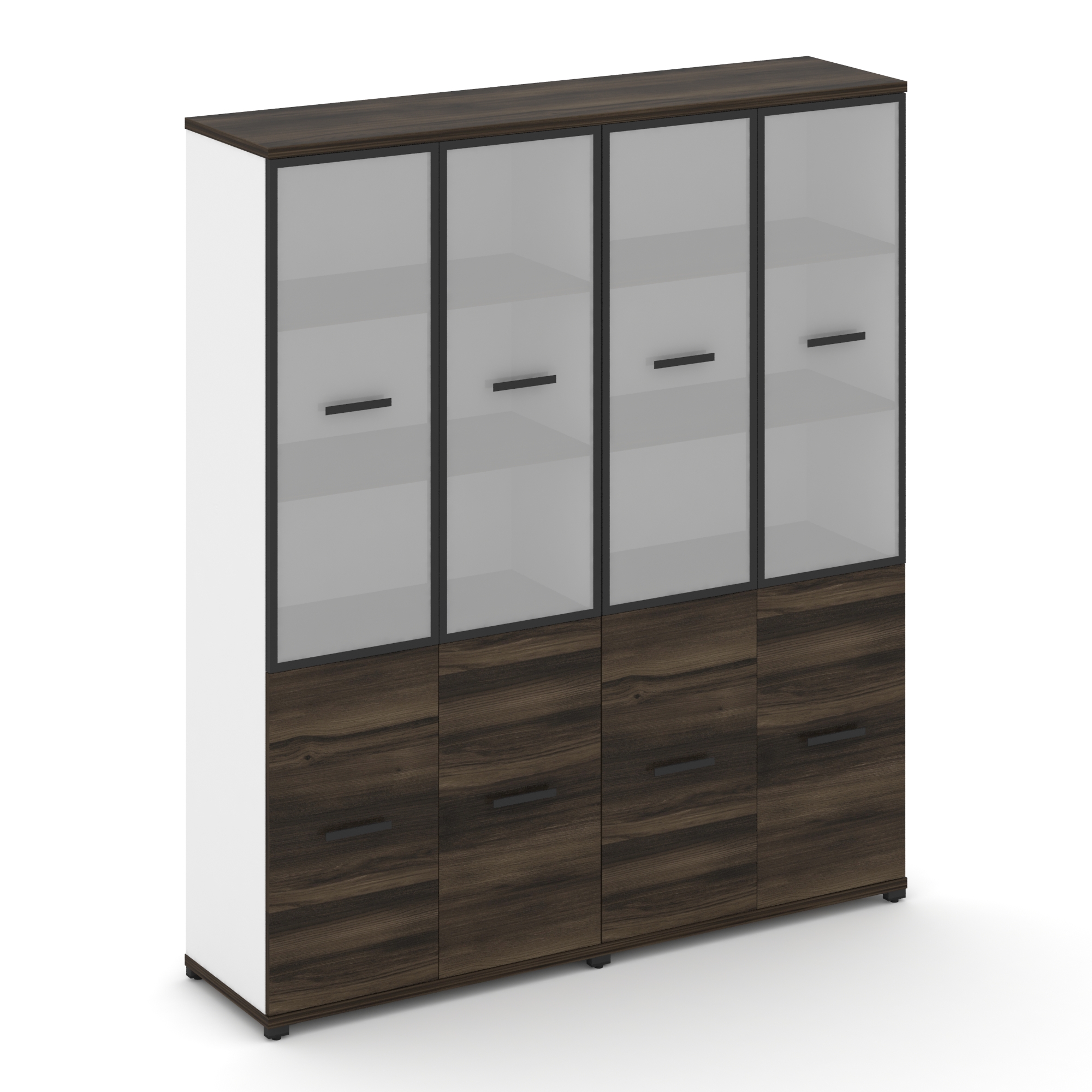 Concept Шкаф 2 широкие секции, 5 ниш CN.STS-522 RMB B Дуб Мали/Белый Бриллиант/Металл Черный/Сатин 1