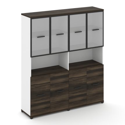 Concept Шкаф 2 широкие секции, 5 ниш CN.STS-523 RMB B Дуб Мали/Белый Бриллиант/Металл Черный/Сатин 1