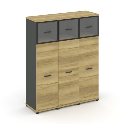 Concept Шкаф 3 узкие секции, 4 ниши CN.STU-434 RPB A Дуб Винченцо/Антрацит/Металл Антрацит/Прозрачны