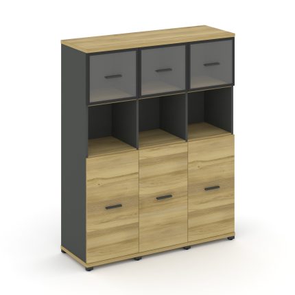 Concept Шкаф 3 узкие секции, 4 ниши CN.STU-435 RPB A Дуб Винченцо/Антрацит/Металл Антрацит/Прозрачны
