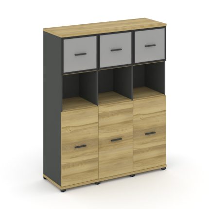 Concept Шкаф 3 узкие секции, 4 ниши CN.STU-435 RMB A Дуб Винченцо/Антрацит/Металл Антрацит/Сатин 125