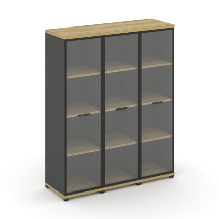 Concept Шкаф 3 узкие секции, 4 ниши CN.STU-436 RPB A Дуб Винченцо/Антрацит/Металл Антрацит/Прозрачны