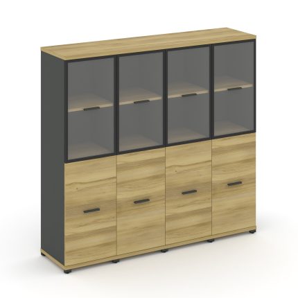 Concept Шкаф 4 узкие секции, 4 ниши CN.STU-442 RPB A Дуб Винченцо/Антрацит/Металл Антрацит/Прозрачны