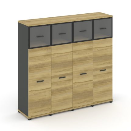 Concept Шкаф 4 узкие секции, 4 ниши CN.STU-444 RPB A Дуб Винченцо/Антрацит/Металл Антрацит/Прозрачны