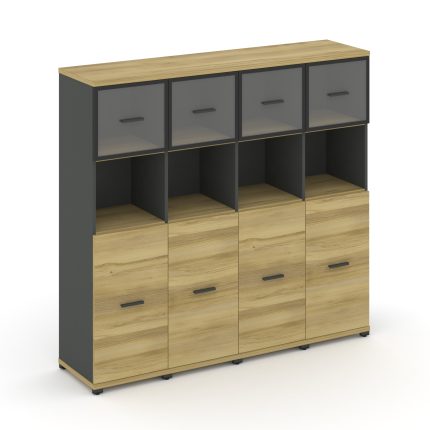 Concept Шкаф 4 узкие секции, 4 ниши CN.STU-445 RPB A Дуб Винченцо/Антрацит/Металл Антрацит/Прозрачны