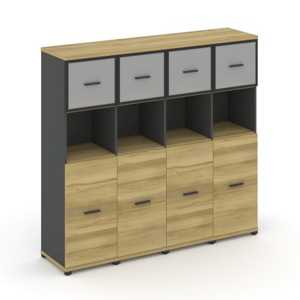 Concept Шкаф 4 узкие секции, 4 ниши CN.STU-445 RMB A Дуб Винченцо/Антрацит/Металл Антрацит/Сатин 166