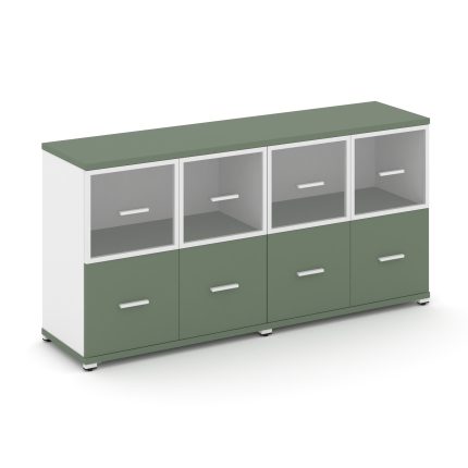 Concept Шкаф 2 широкие секции, 2 нишии CN.STS-222 RPW W Кобо/Белый Бриллиант/Металл Белый/Прозрачный