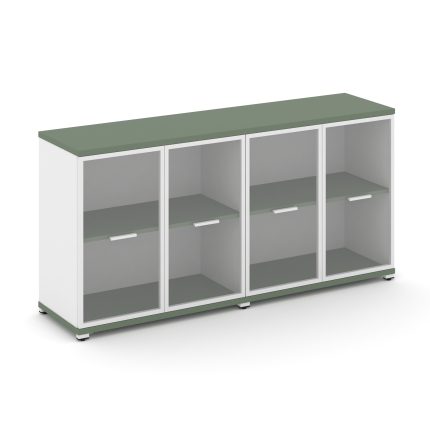 Concept Шкаф 2 широкие секции, 2 нишии CN.STS-223 RPW W Кобо/Белый Бриллиант/Металл Белый/Прозрачный