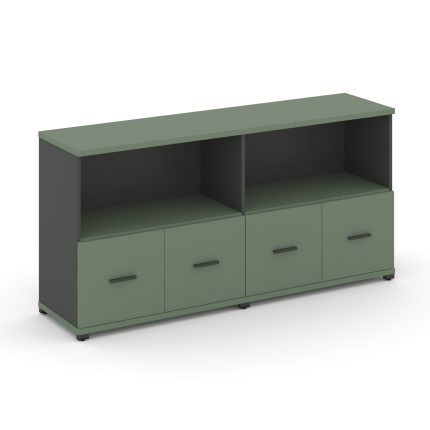 Concept Шкаф 2 широкие секции, 2 нишии CN.STS-221 A Кобо/Антрацит/Металл Антрацит 1668*420*818