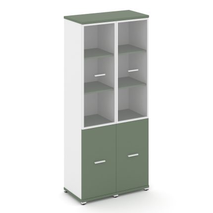 Concept Шкаф 2 узкие секции, 5 ниш CN.STU-522 RPW W Кобо/Белый Бриллиант/Металл Белый/Прозрачный 836