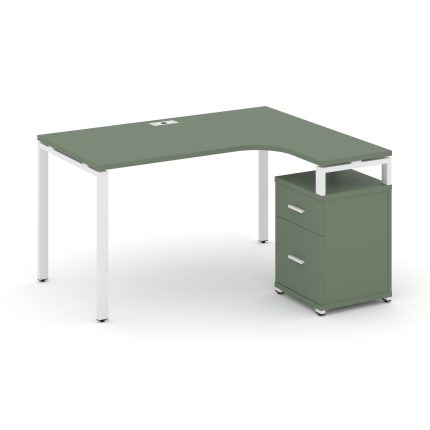 Concept Стол эргономичный с опорной тумбой CN.SA-306(R) W Кобо/Металл Белый 1380*1180/1546*750