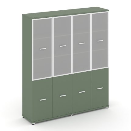 Concept Шкаф 2 широкие секции, 5 ниш CN.STS-522 RMW W Кобо/Металл Белый/Сатин 1668*420*1922