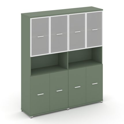 Concept Шкаф 2 широкие секции, 5 ниш CN.STS-523 RMW W Кобо/Металл Белый/Сатин 1668*420*1922