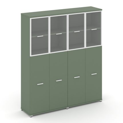 Concept Шкаф 2 широкие секции, 5 ниш CN.STS-525 RPW W Кобо/Металл Белый/Прозрачный 1668*420*1922