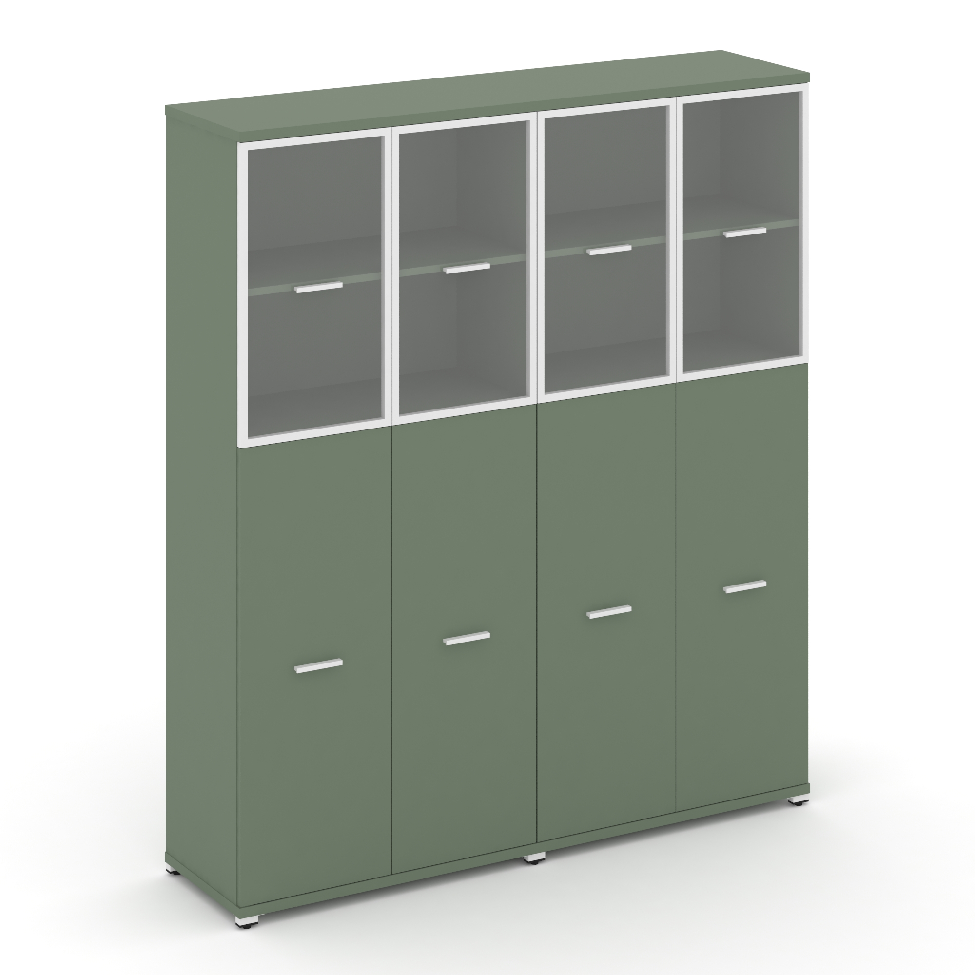 Concept Шкаф 2 широкие секции, 5 ниш CN.STS-525 RPW W Кобо/Металл Белый/Прозрачный 1668*420*1922