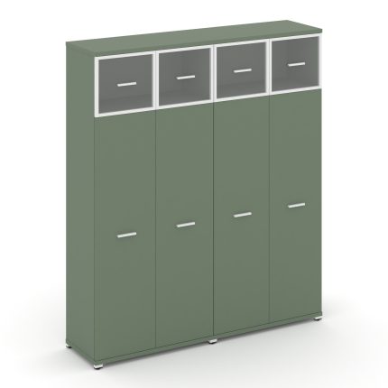 Concept Шкаф 2 широкие секции, 5 ниш CN.STS-527 RPW W Кобо/Металл Белый/Прозрачный 1668*420*1922